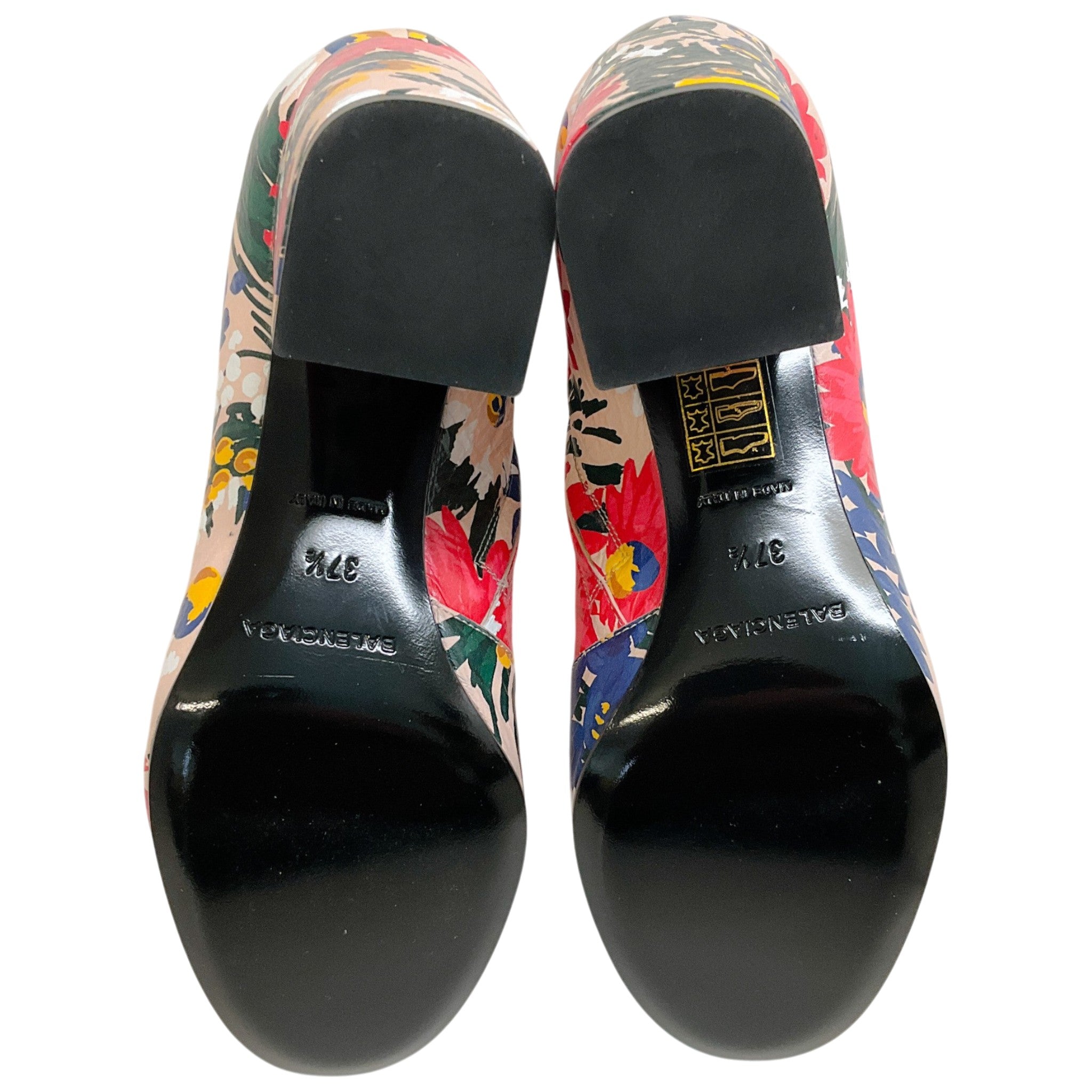 Balenciaga Multi Floral Print Leather Booties
