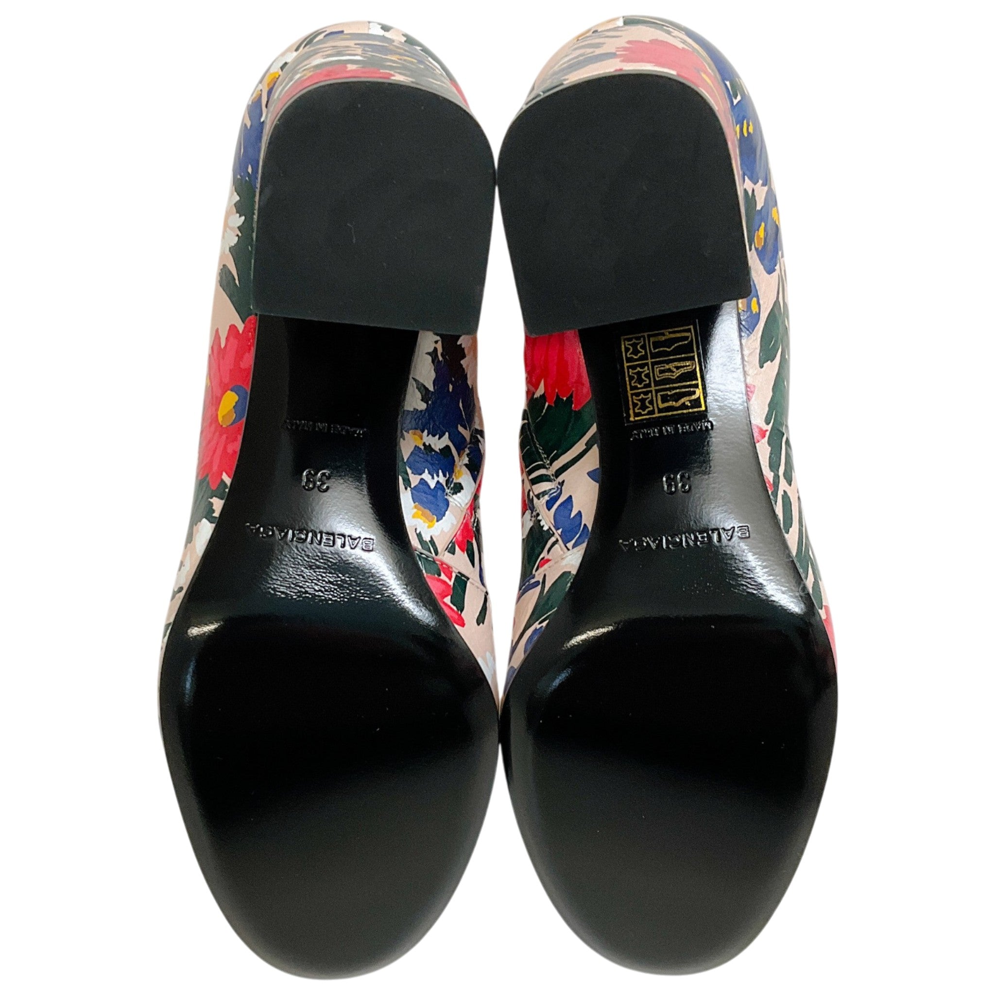 Balenciaga Multi Floral Print Leather Booties