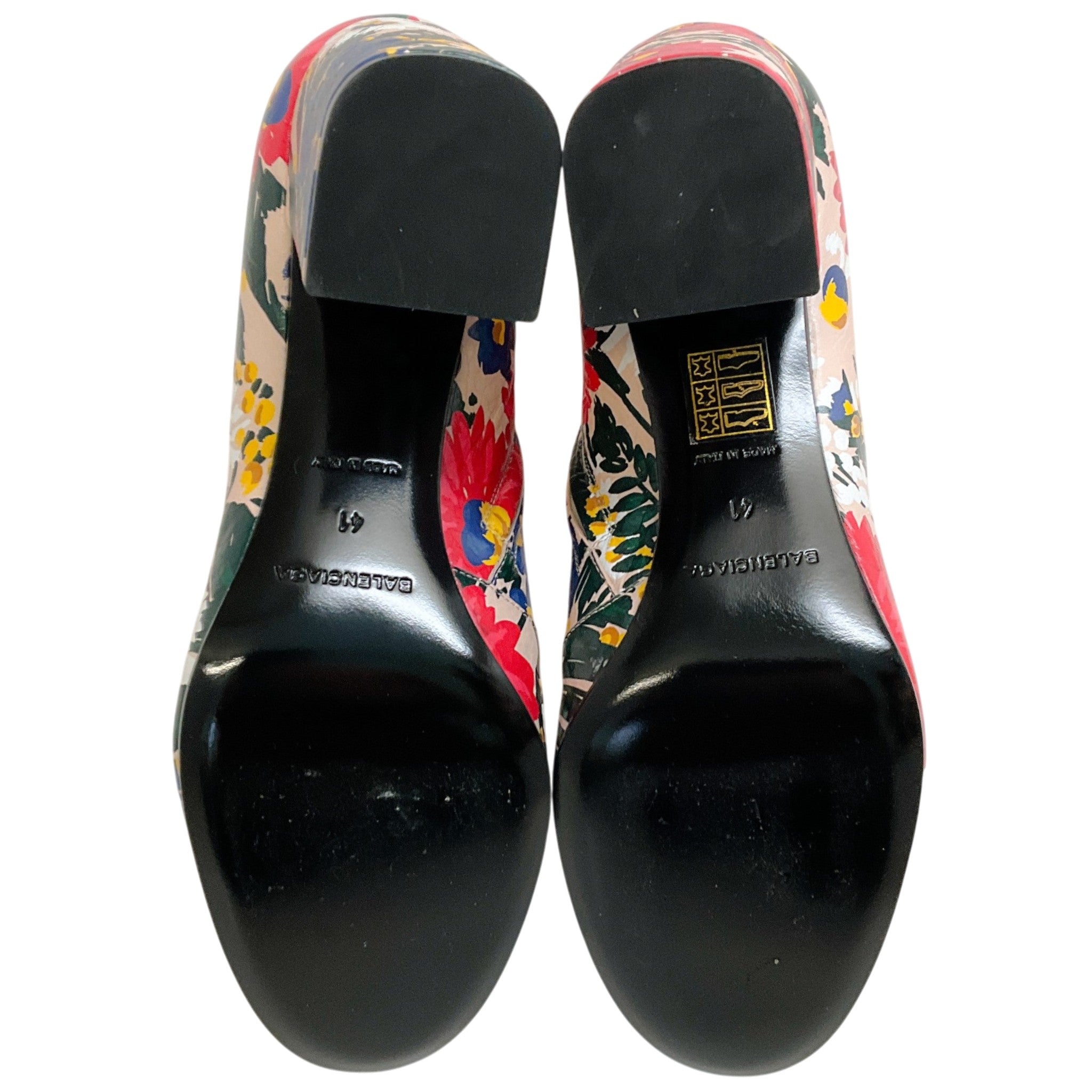 Balenciaga Multi Floral Print Leather Booties