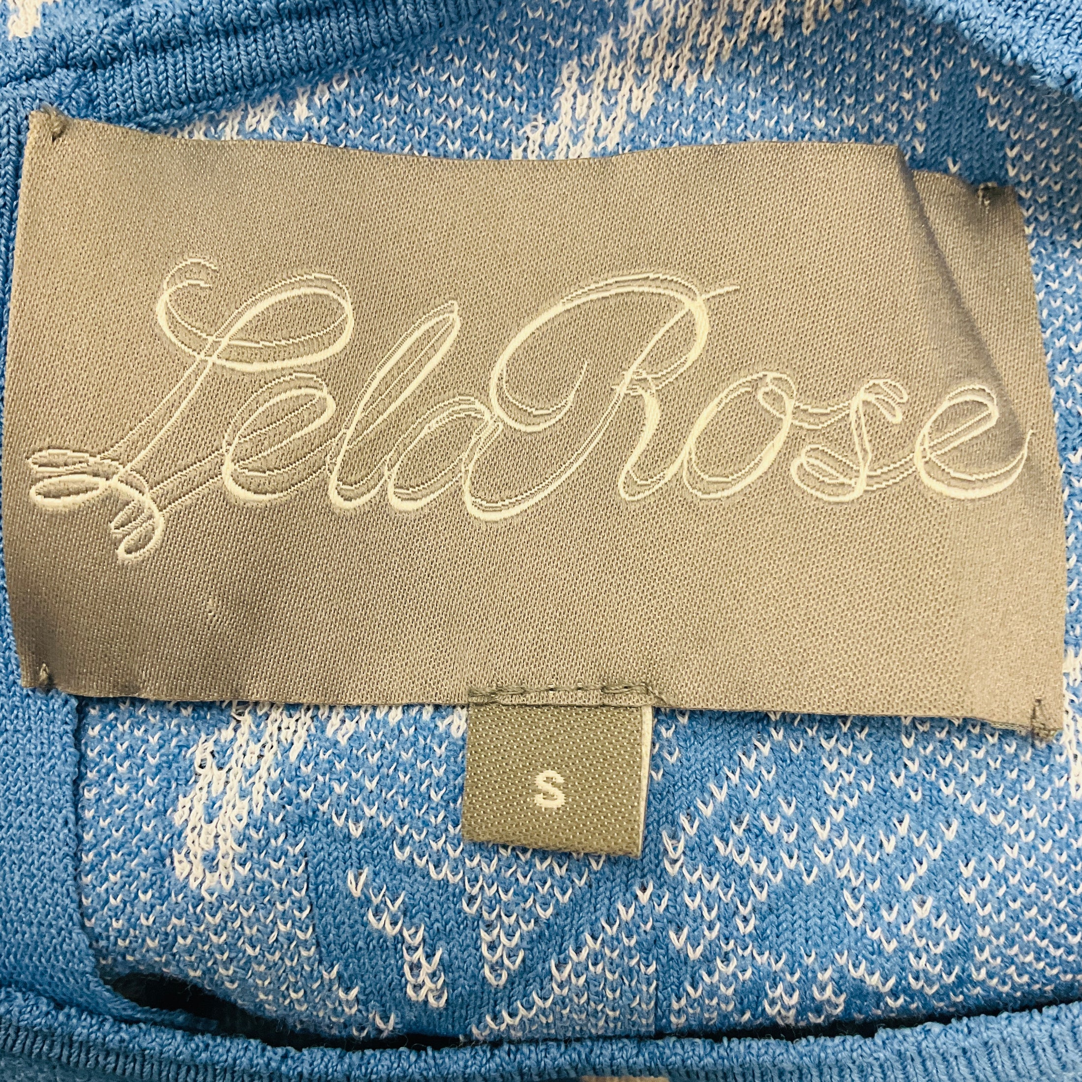 Lela Rose Blue / White Floral Stretch Knit Flared Dress