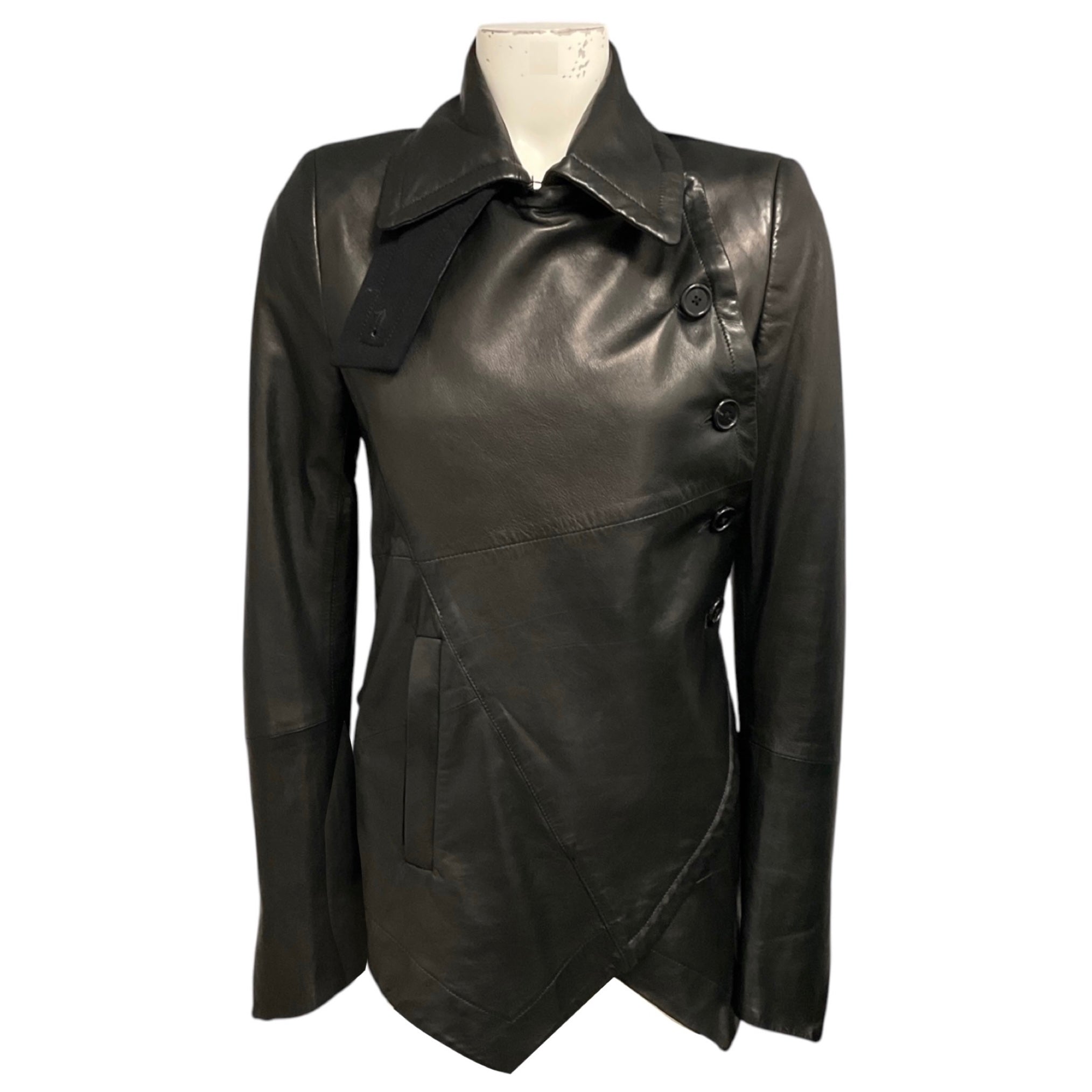 Ann Demeulemeester Black Leather Luvas Jacket