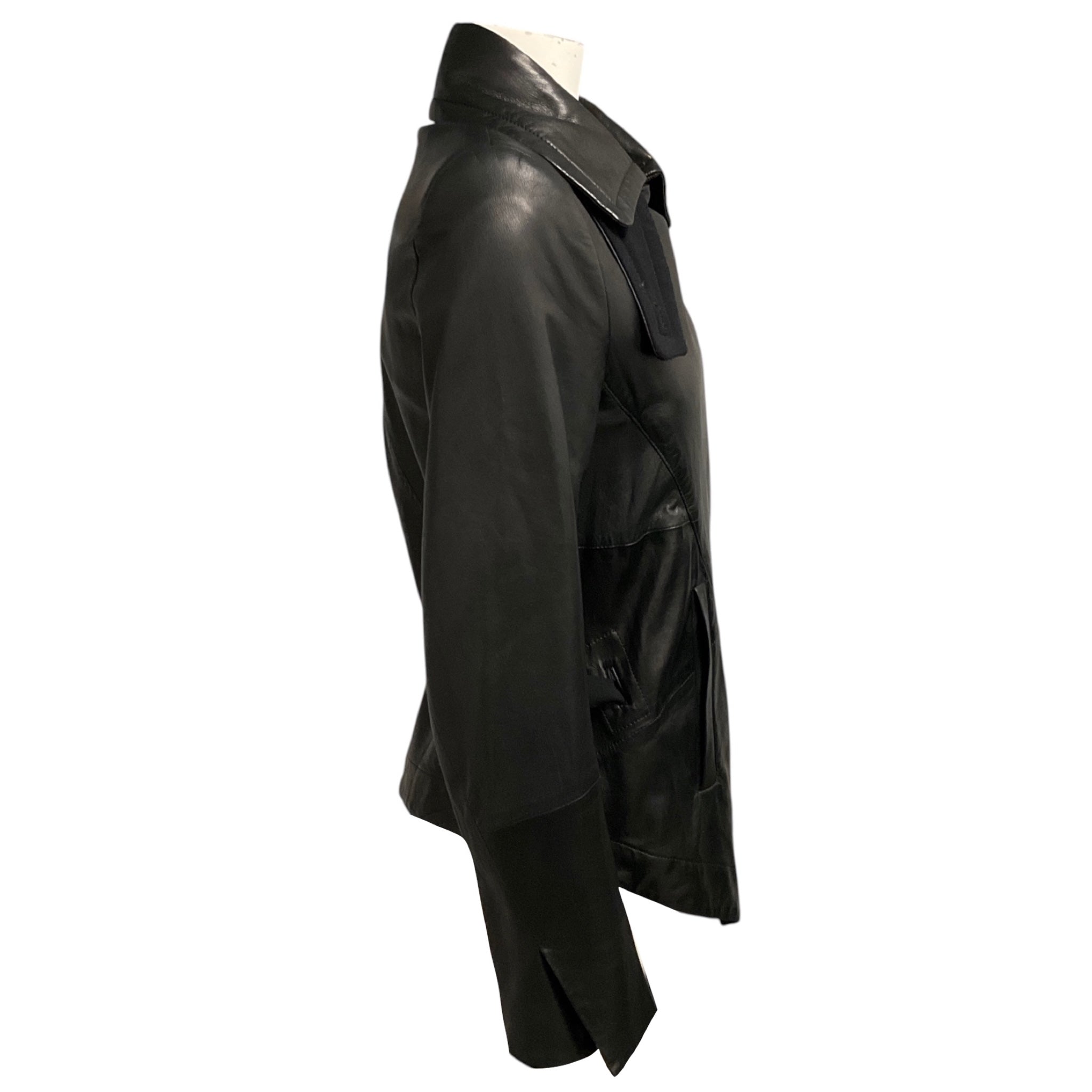 Ann Demeulemeester Black Leather Luvas Jacket