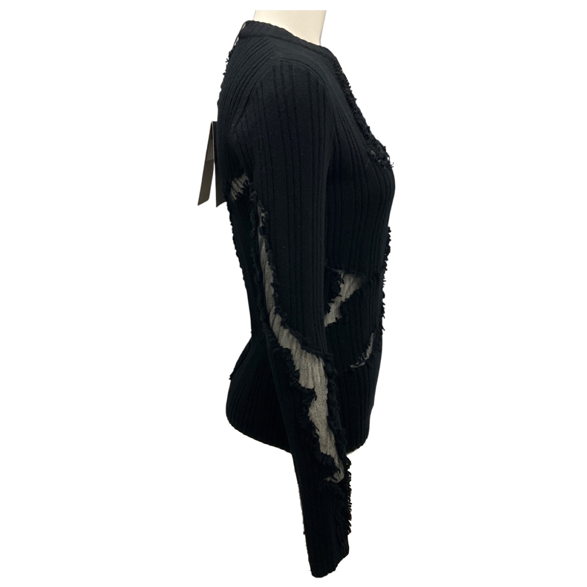 Alexander McQueen Black 2024 Mesh Tulle Detail Knit Pullover Sweater