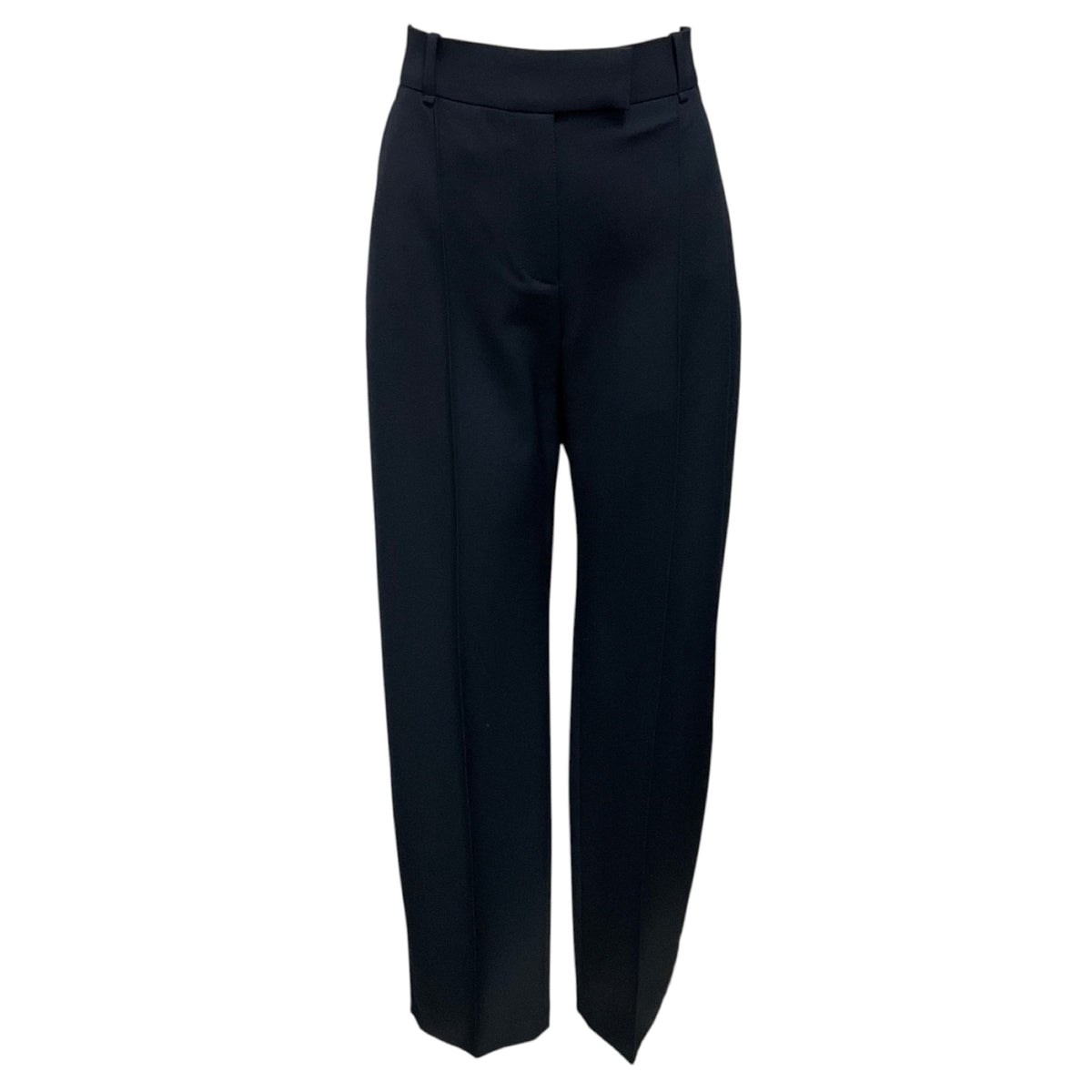 McQueen Navy Pleated Straight Leg Wool Trousers