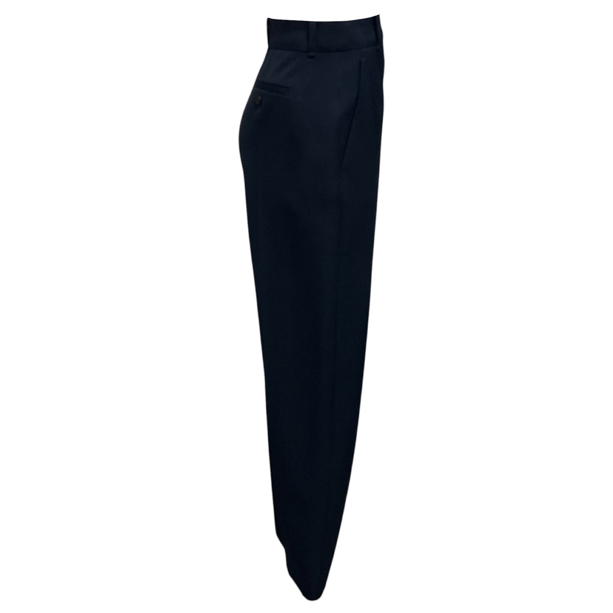 McQueen Navy Pleated Straight Leg Wool Trousers