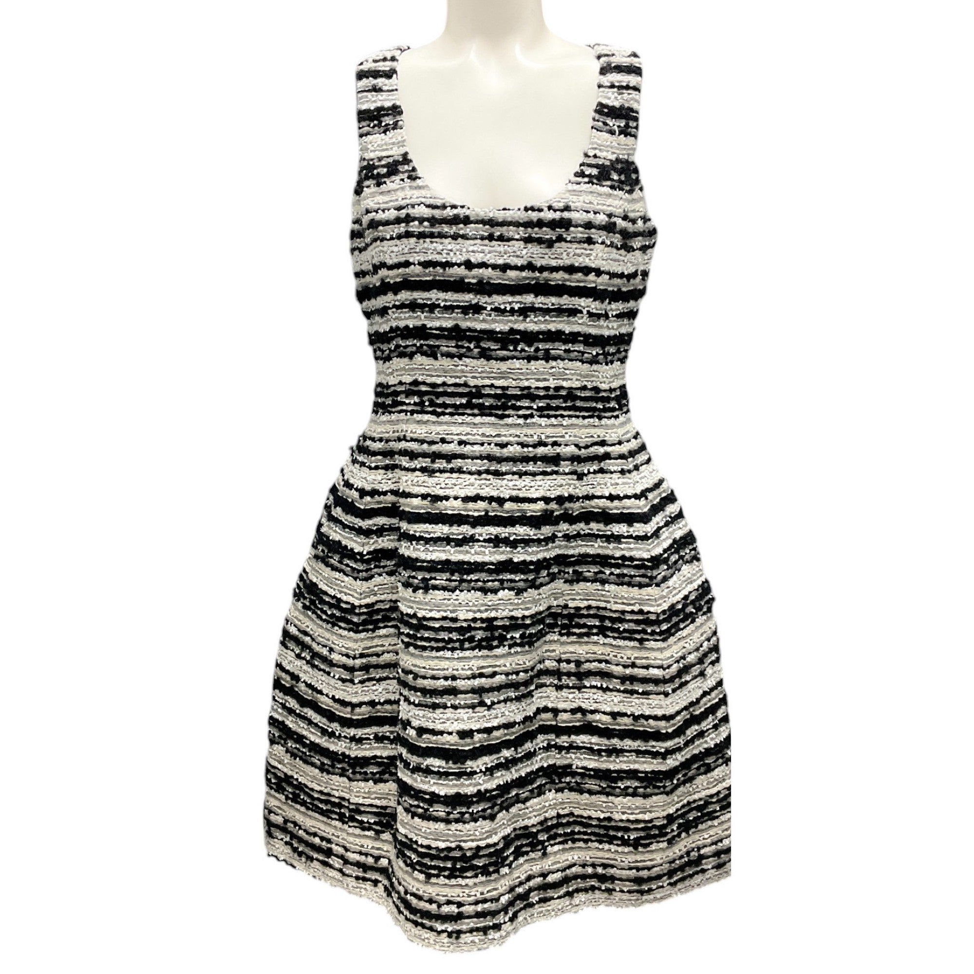 Prabal Gurung Black / White Sleeveless Tweed Dress