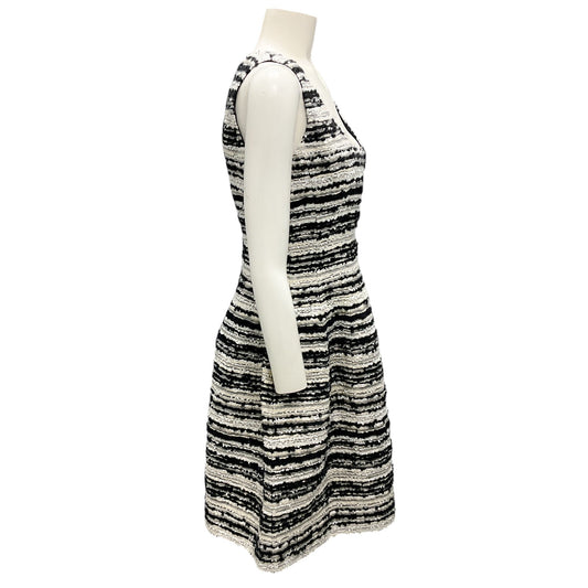 Prabal Gurung Black / White Sleeveless Tweed Dress