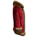 Load image into Gallery viewer, Oscar de la Renta Bordeaux Red Persian Lamb Fur Jacquard Coat with Sable Fur Trim
