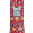 Load image into Gallery viewer, Hermes Red/ Blue Silk Palm Tree Print Men's Tie

