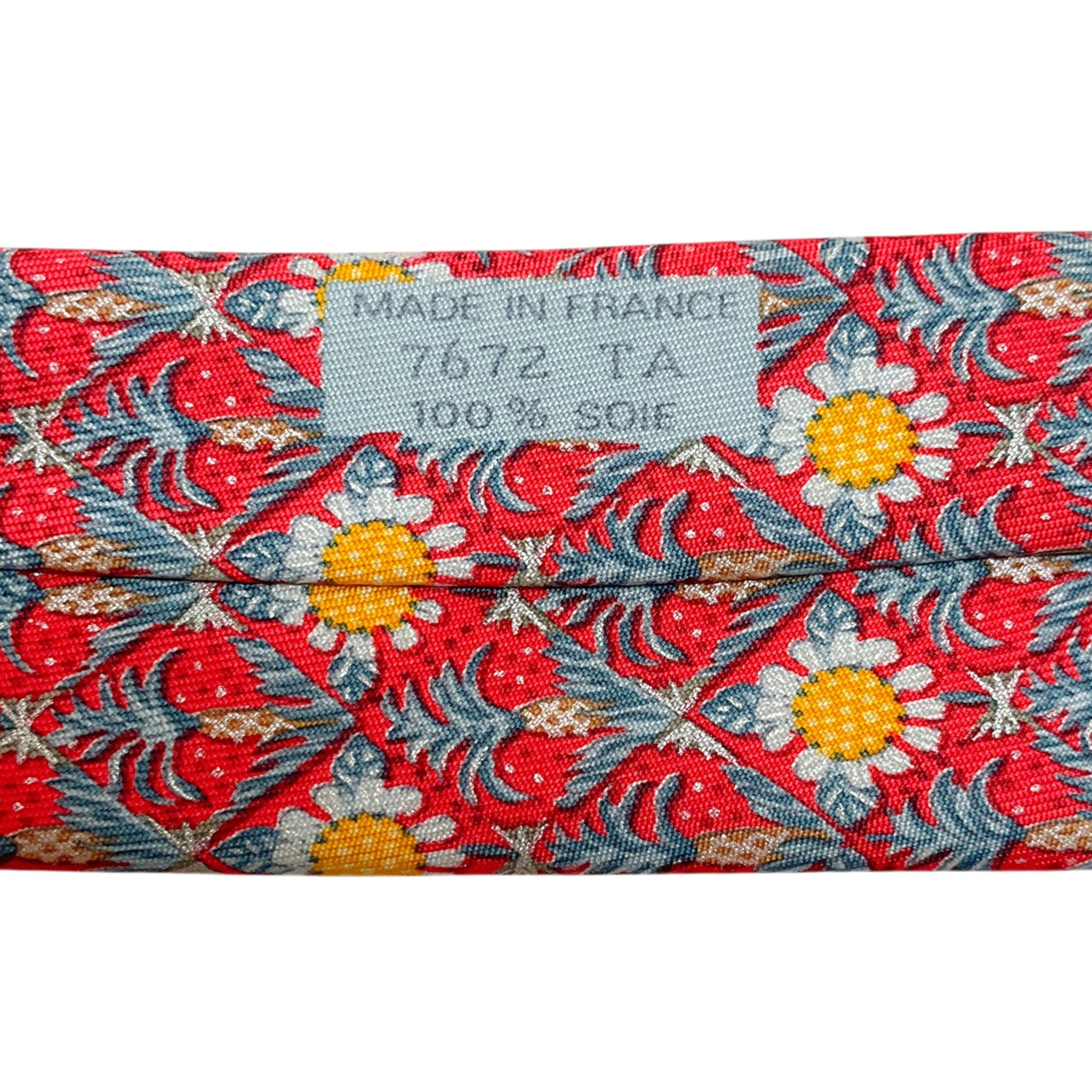 Hermes Red/ Blue Silk Palm Tree Print Men's Tie