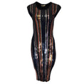 Load image into Gallery viewer, Nina Ricci Navy Blue Multi Sequined Fitted Ribbed Knit Dress

