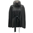 Load image into Gallery viewer, Manrico Cashmere Charcoal Grey Fox Fur Collar Cashmere Cape
