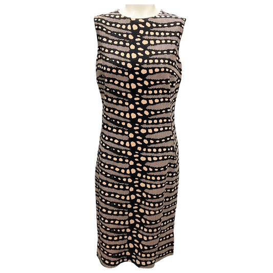 Akris Beige / Black Printed Sleeveless Shift Dress
