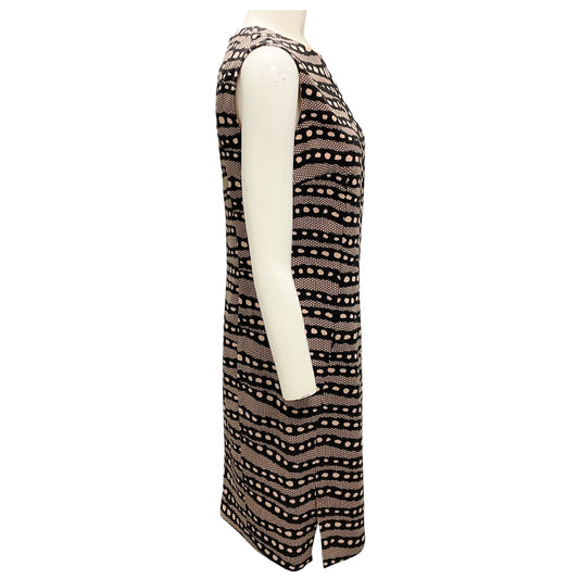 Akris Beige / Black Printed Sleeveless Shift Dress