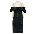 Load image into Gallery viewer, Elisabetta Franchi Black Off-Shoulder Duchess Satin Midi Dress
