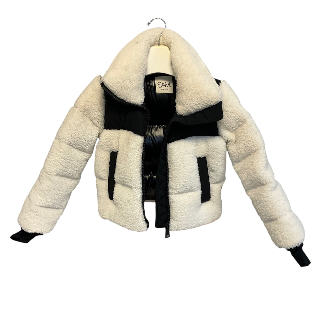 SAM. White / Black Tula Sherpa Down Puffer Jacket