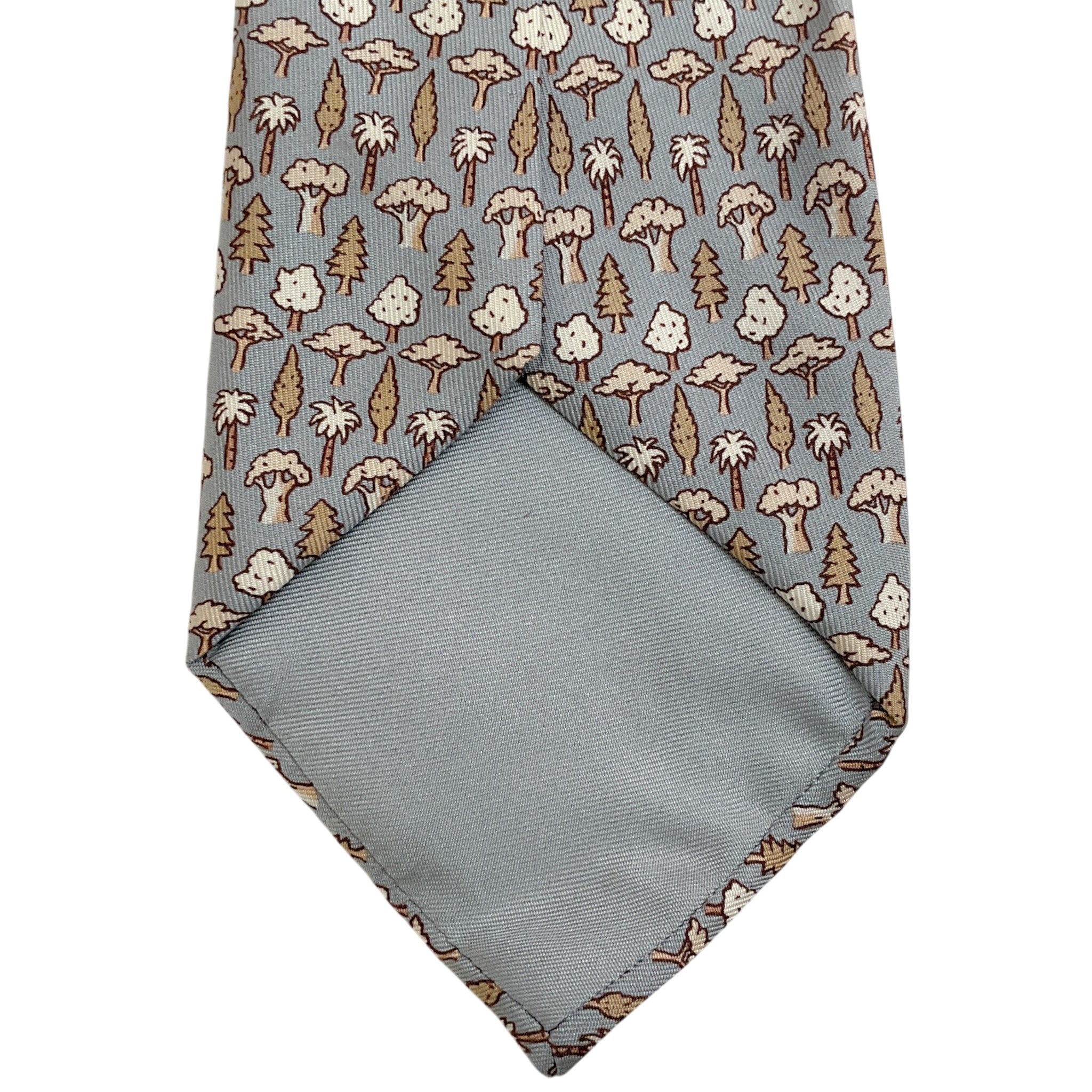 Hermes Taupe / Tan Silk Tree Print Men's Tie