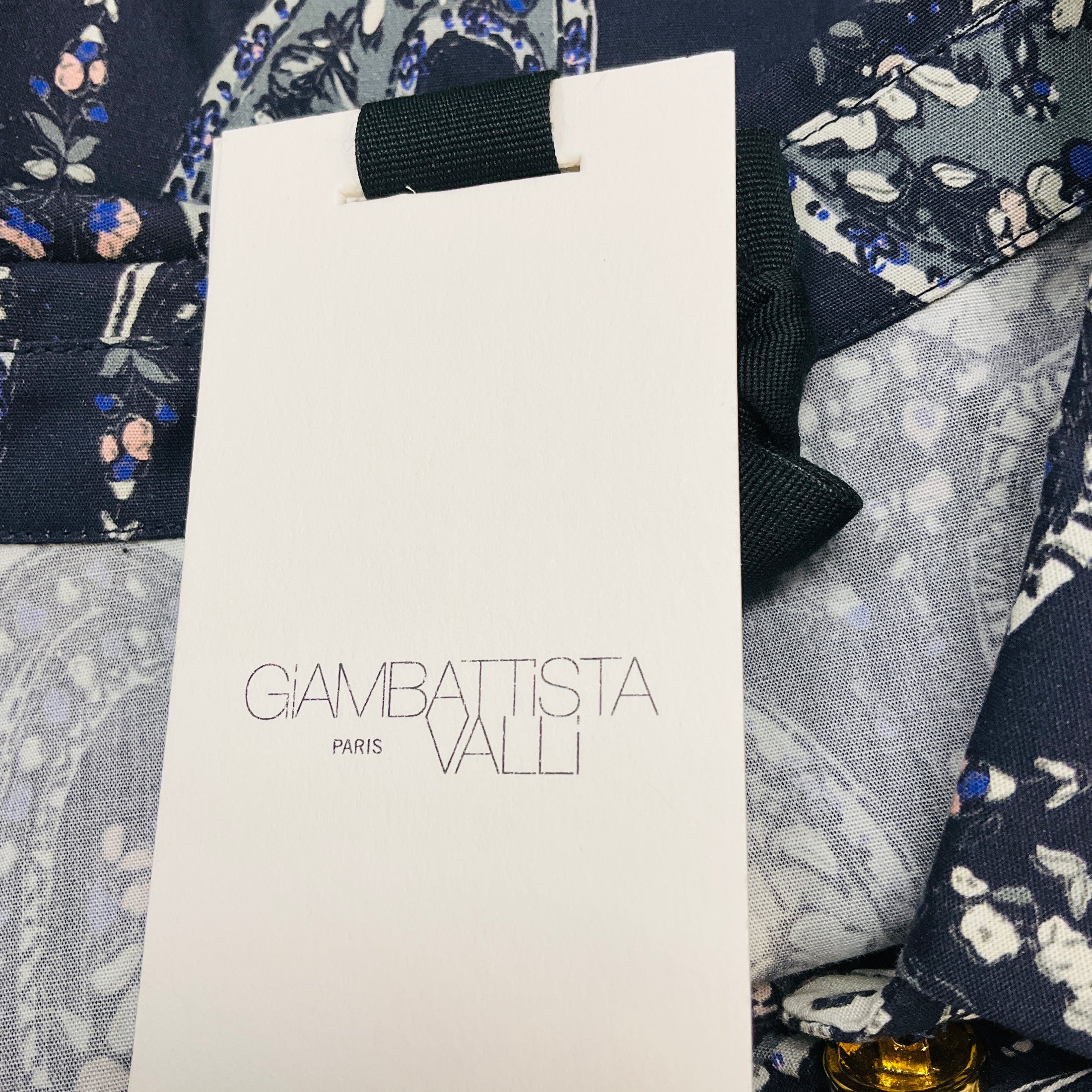 Giambattista Valli Navy Multi Paisley Printed Cotton Midi Dress