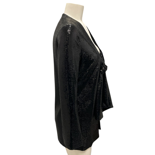 Galvan London Black Sequined Tie-Front Jacket