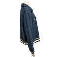 Load image into Gallery viewer, St. John Blue Tweed Bomber Jacket with Gold Buttons
