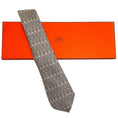 Load image into Gallery viewer, Hermes Taupe / Tan Silk Tree Print Men's Tie

