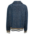 Load image into Gallery viewer, St. John Blue Tweed Bomber Jacket with Gold Buttons
