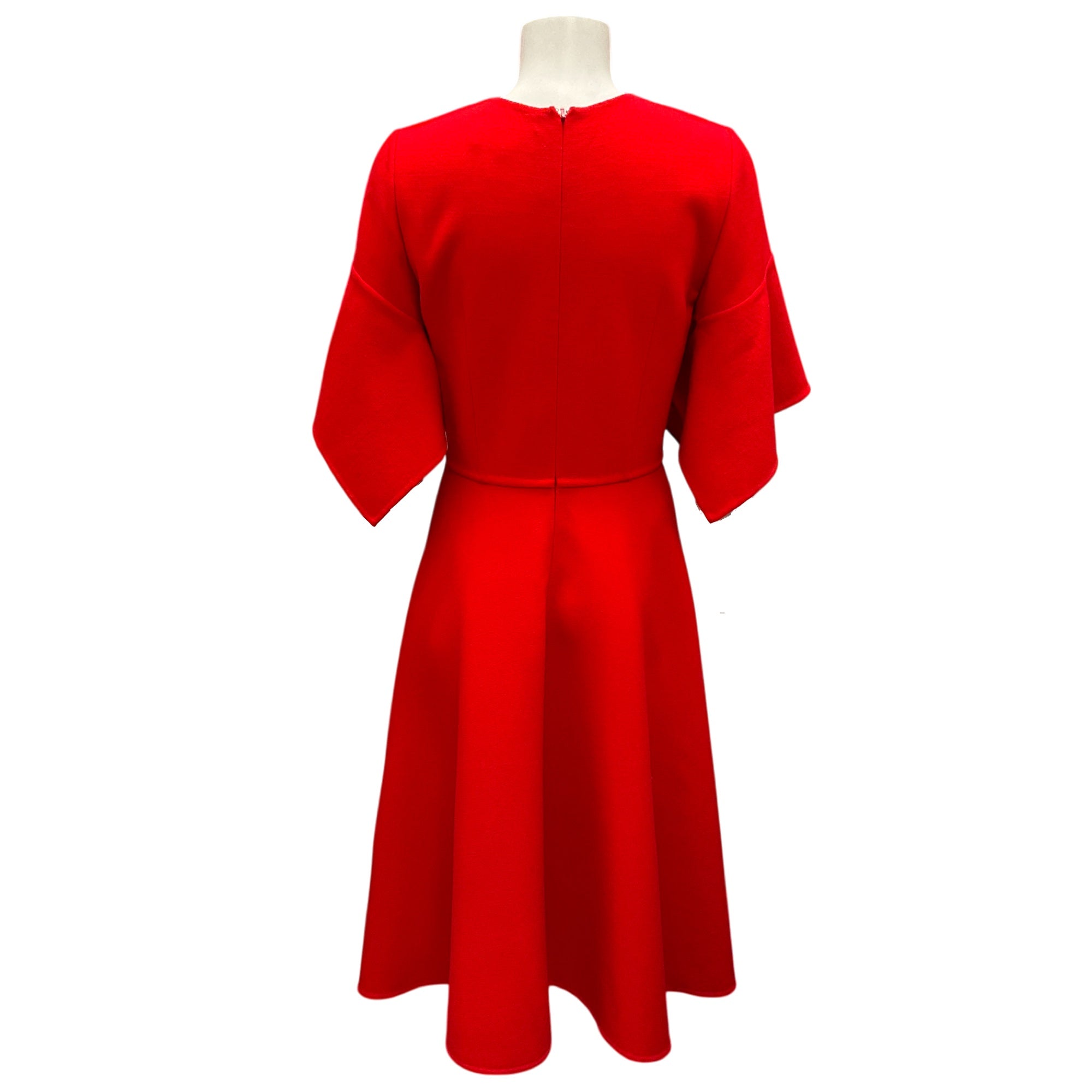 Oscar de la Renta Red 2021 Short Sleeved Wool Dress