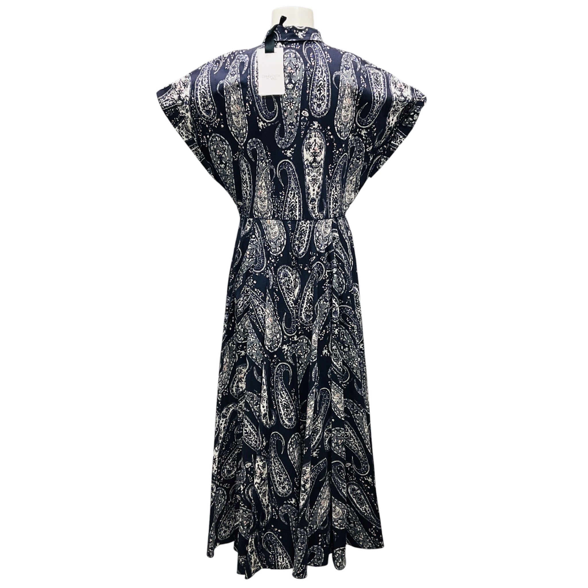 Giambattista Valli Navy Multi Paisley Printed Cotton Midi Dress