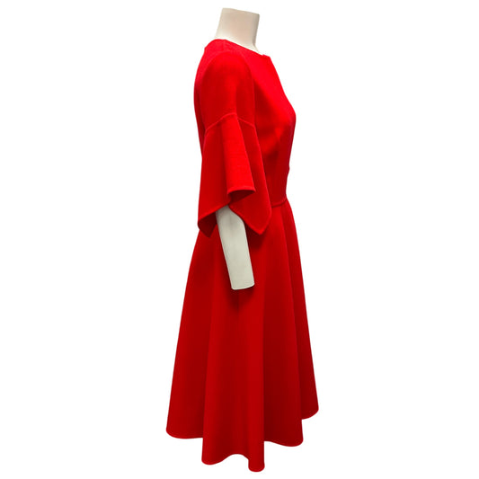 Oscar de la Renta Red 2021 Short Sleeved Wool Dress