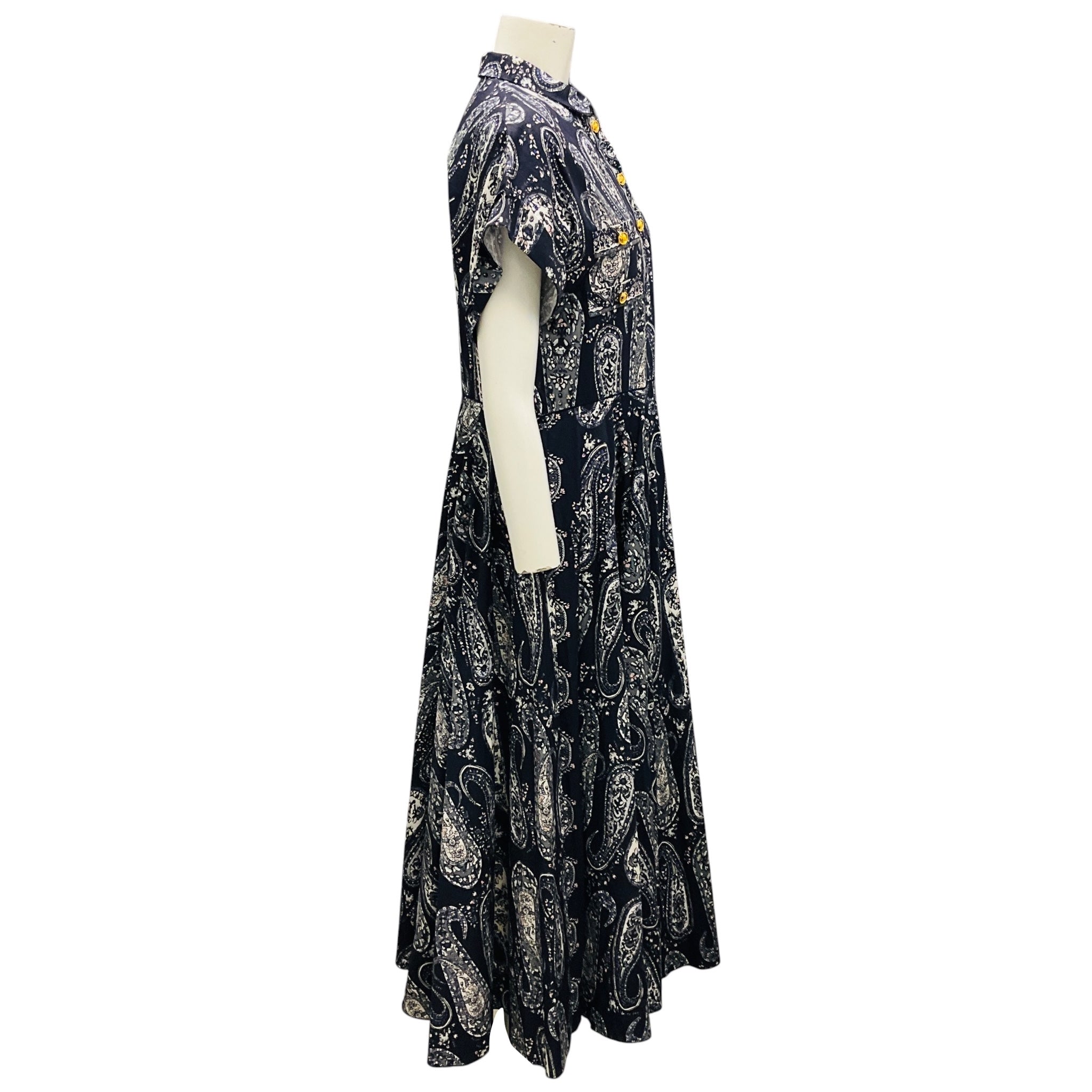 Giambattista Valli Navy Multi Paisley Printed Cotton Midi Dress