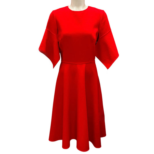 Oscar de la Renta Red 2021 Short Sleeved Wool Dress