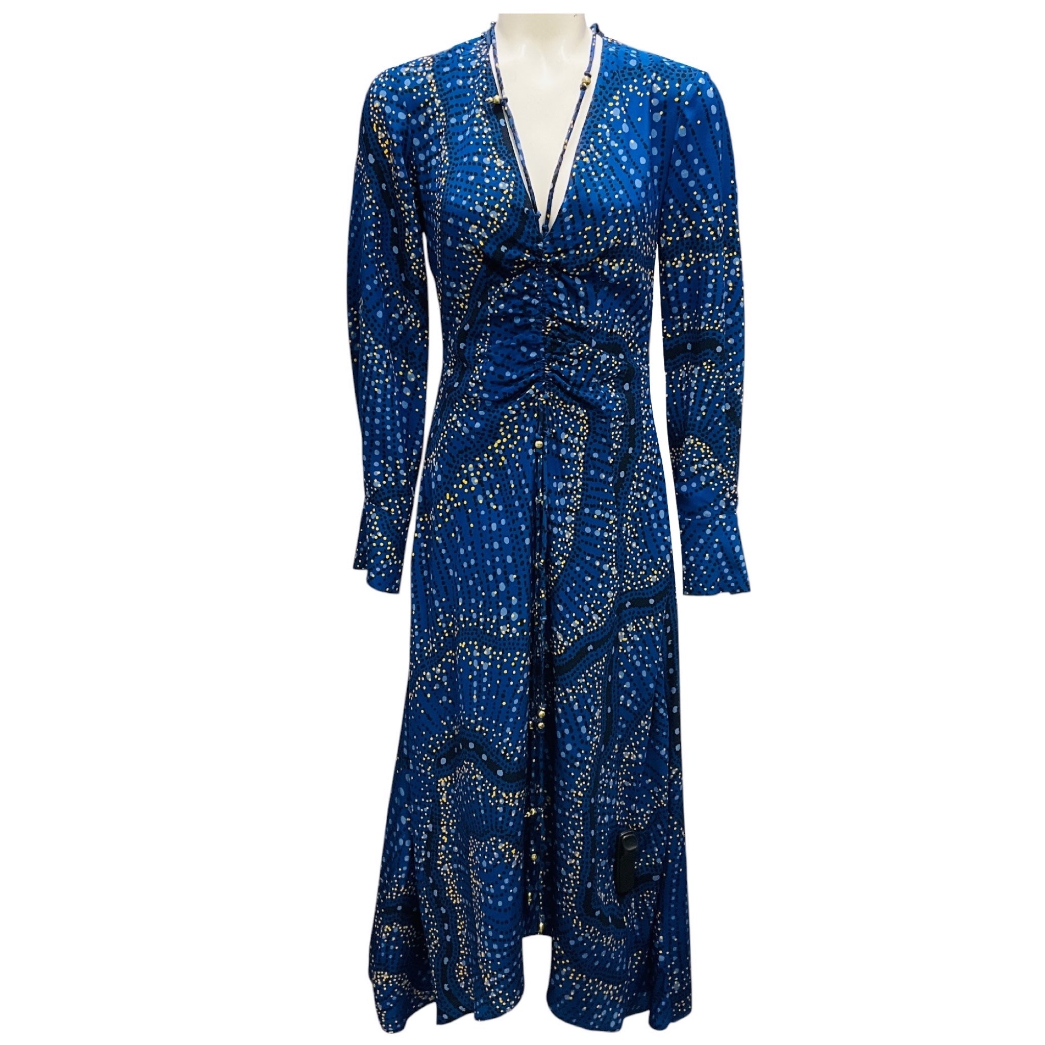 Altuzarra Blue / Yellow / Black Printed Silk Midi Dress