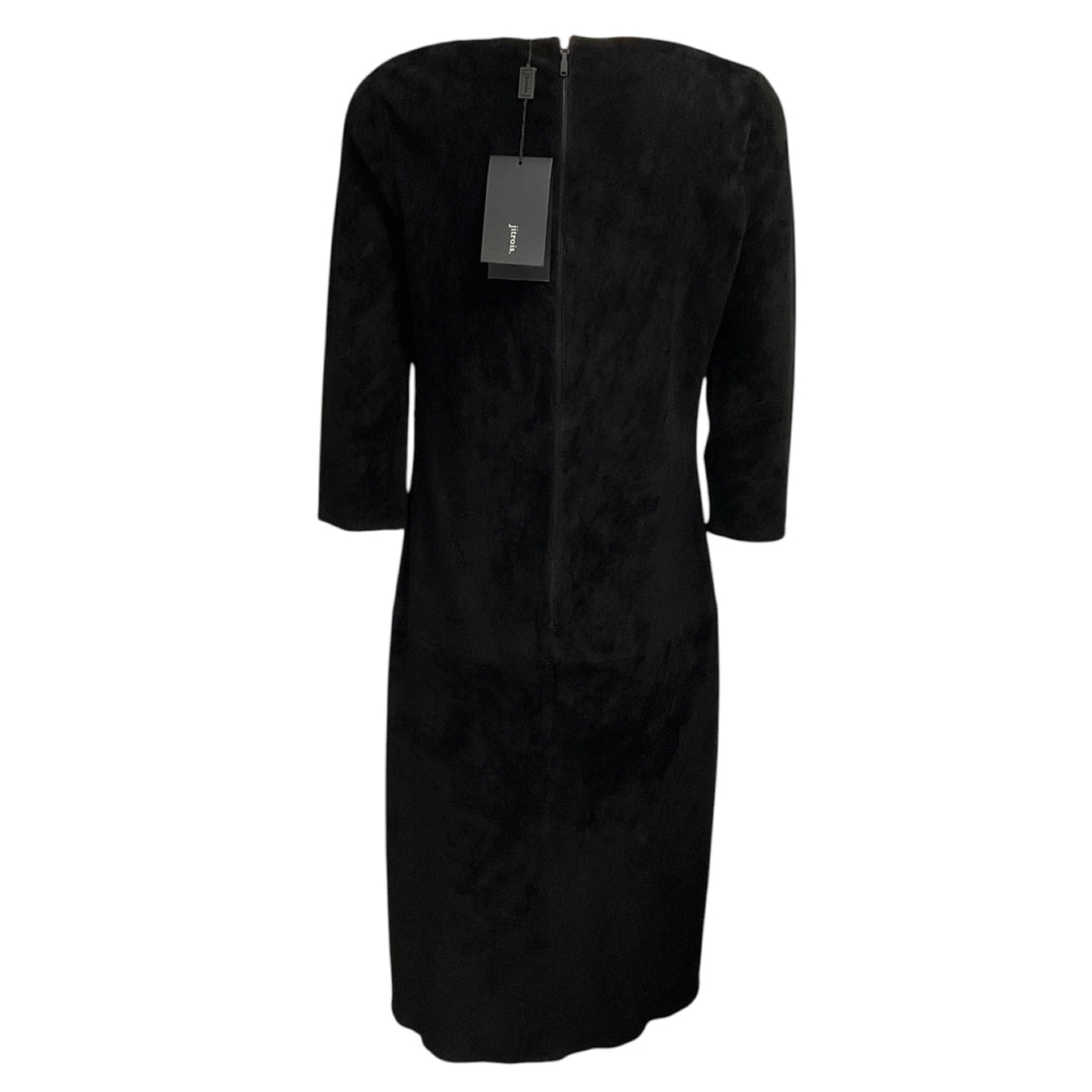 Jitrois Black Noir Three Quarter Sleeved Stretch Lambskin Suede Leather Dress