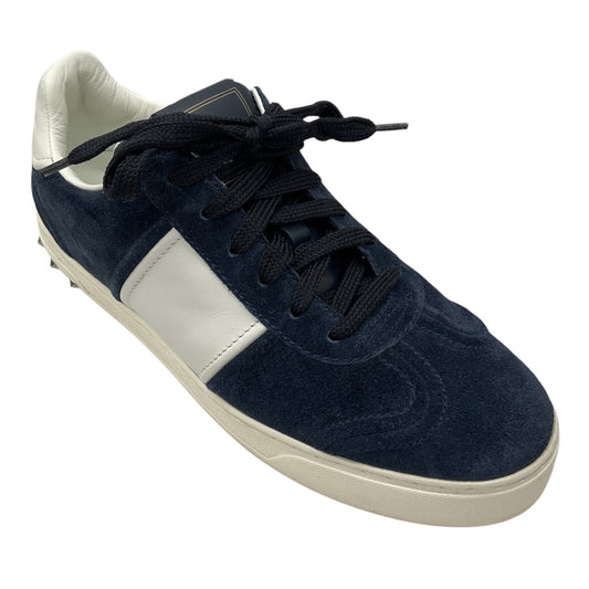 Valentino Navy Blue / White Suede Fly Crew Sneakers