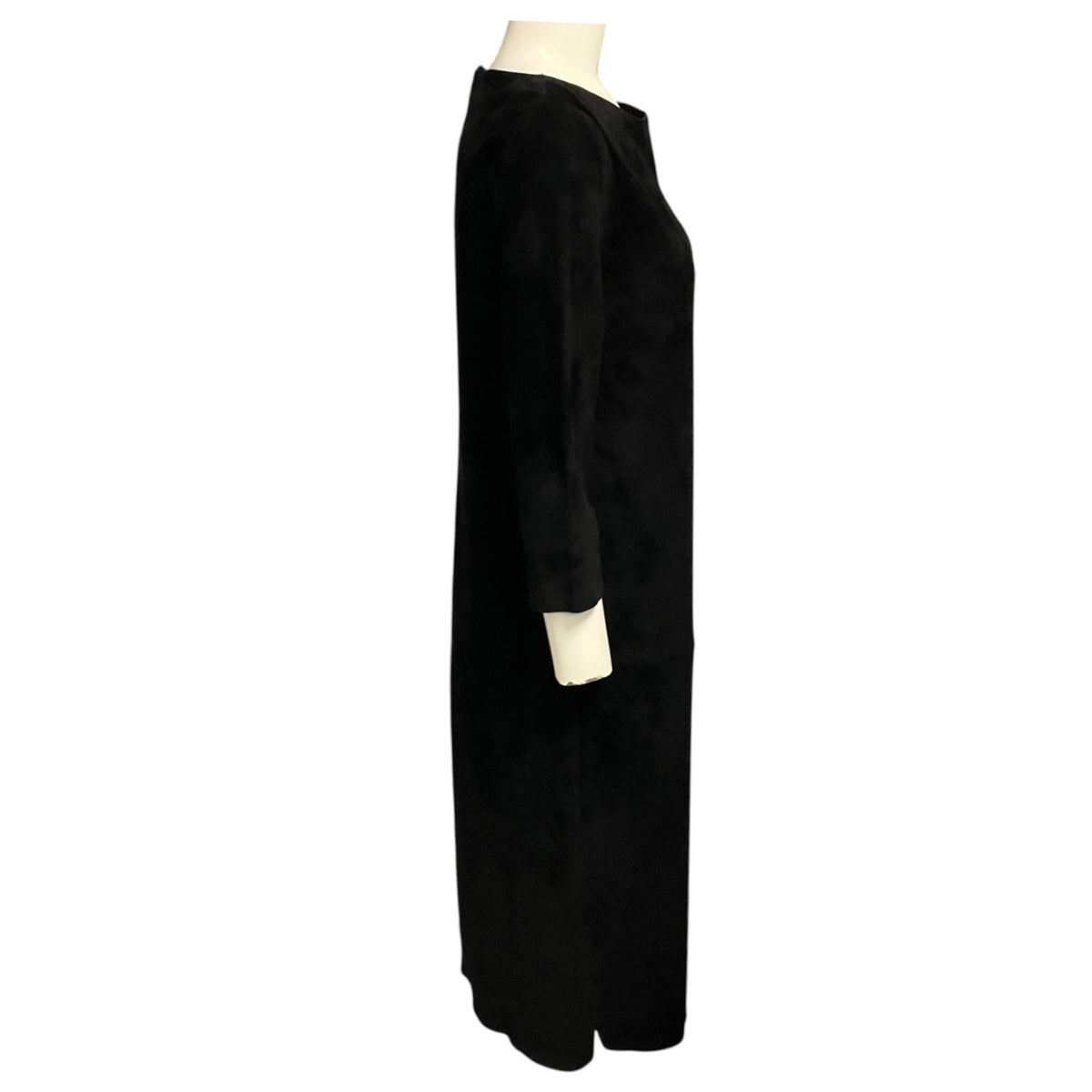 Jitrois Black Noir Three Quarter Sleeved Stretch Lambskin Suede Leather Dress