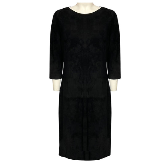 Jitrois Black Noir Three Quarter Sleeved Stretch Lambskin Suede Leather Dress