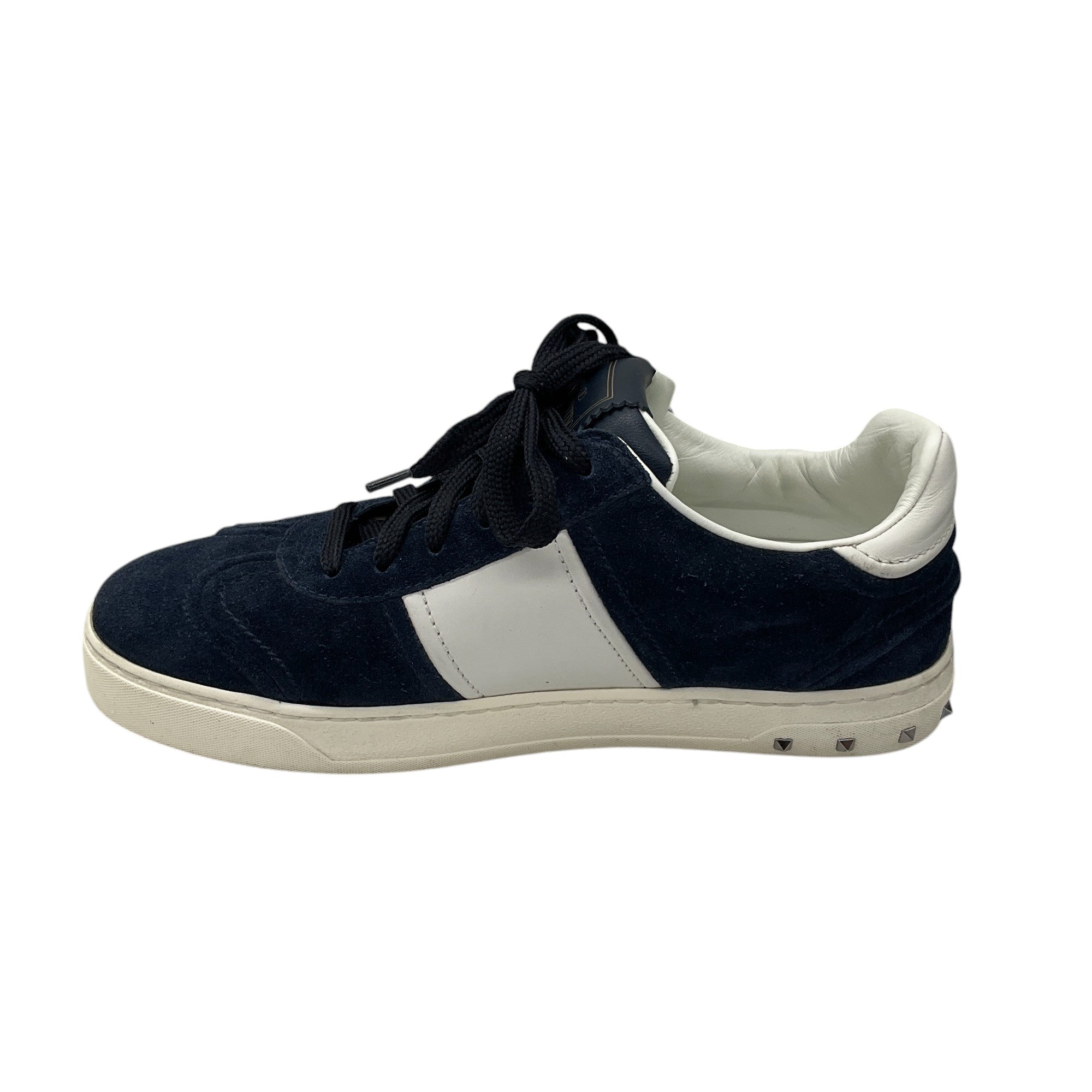 Valentino Navy Blue / White Suede Fly Crew Sneakers