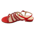 Load image into Gallery viewer, Chanel Red / Silver Chain Detail Lambskin Leather Sandals
