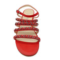 Load image into Gallery viewer, Chanel Red / Silver Chain Detail Lambskin Leather Sandals
