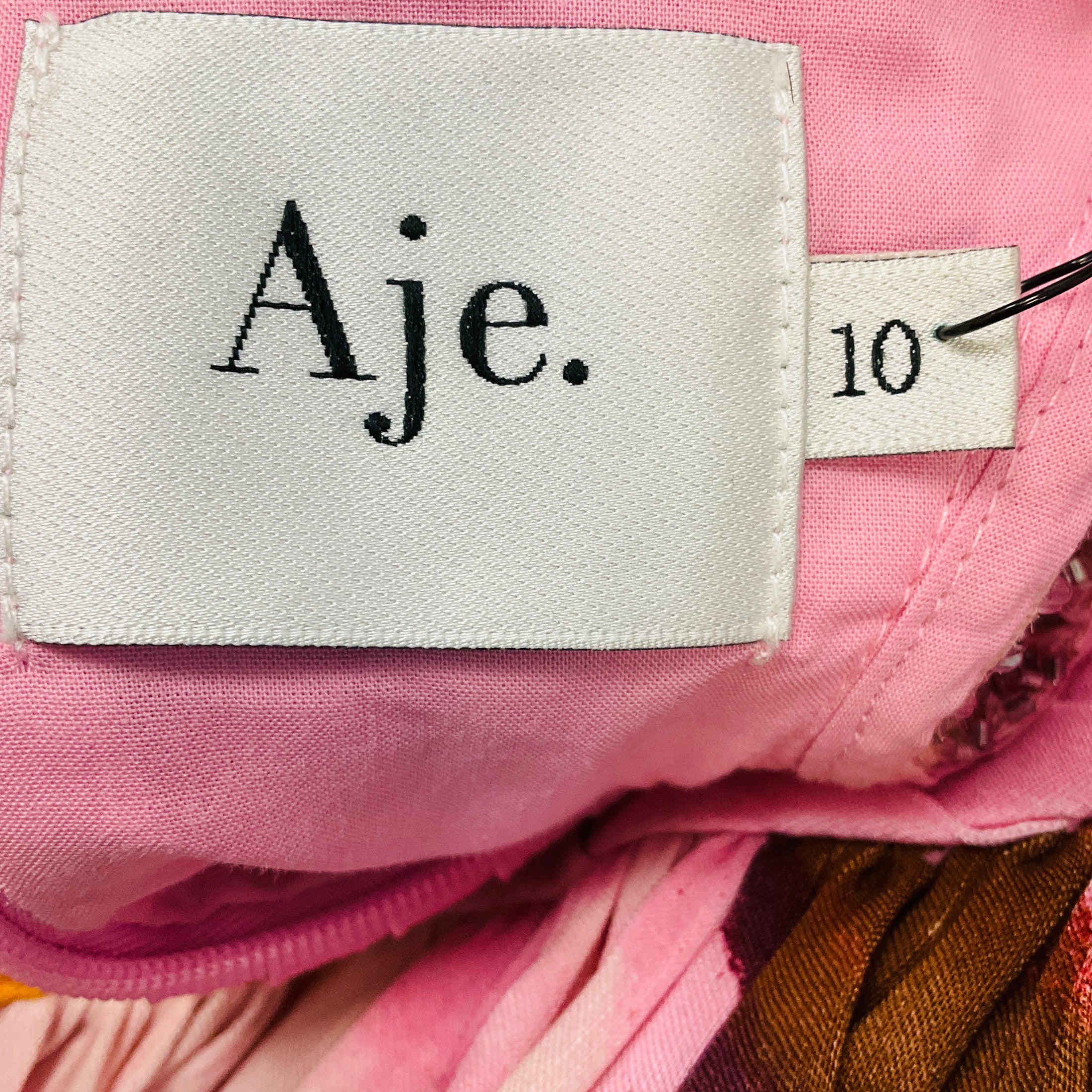 Aje Pink Multi Jolie Abstract Cut Out Midi Dress