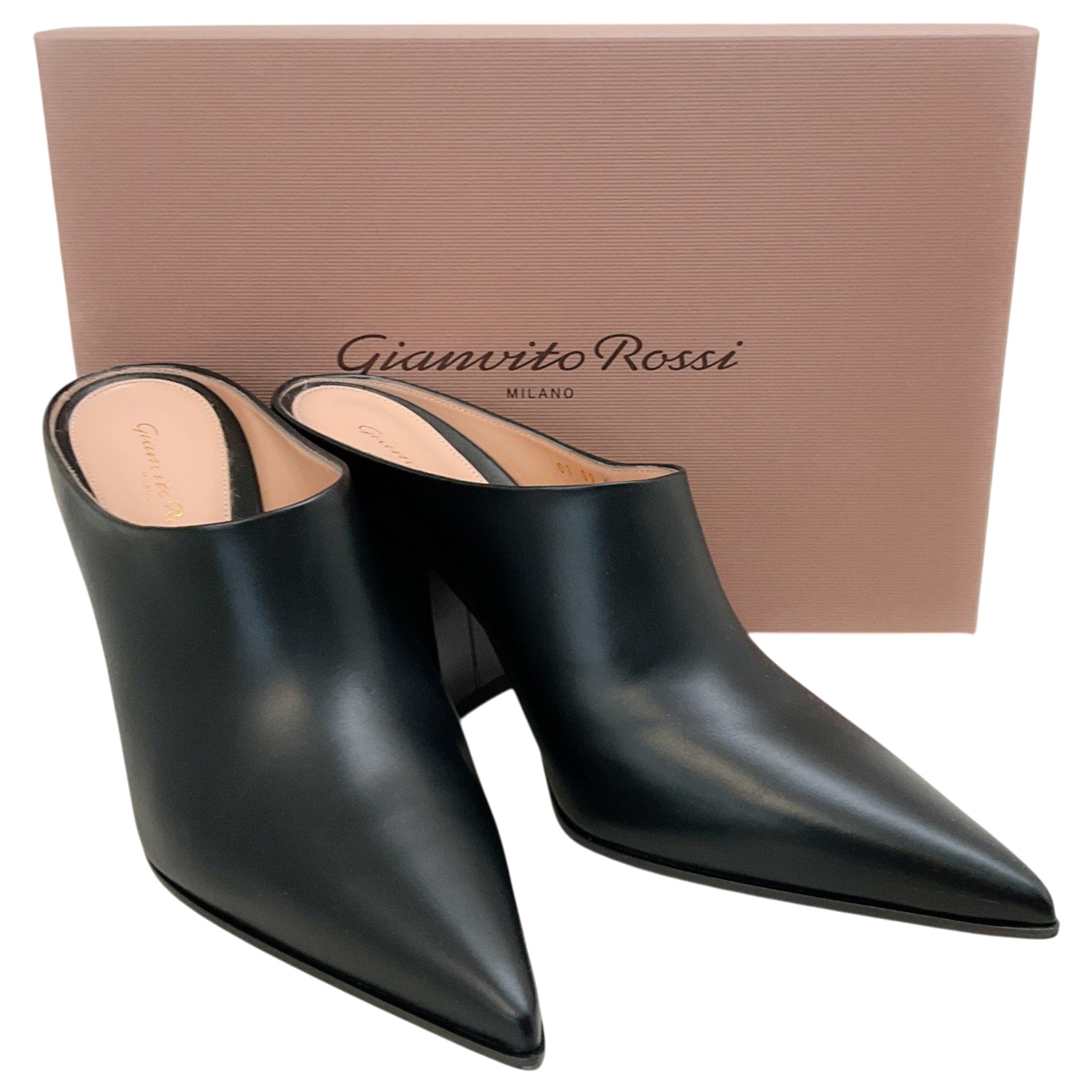 Gianvito Rossi Black Leather Keinna Mules