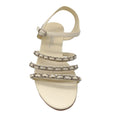 Load image into Gallery viewer, Chanel Ivory / Silver Chain Detail Ankle Strap Lambskin Leather Sandals

