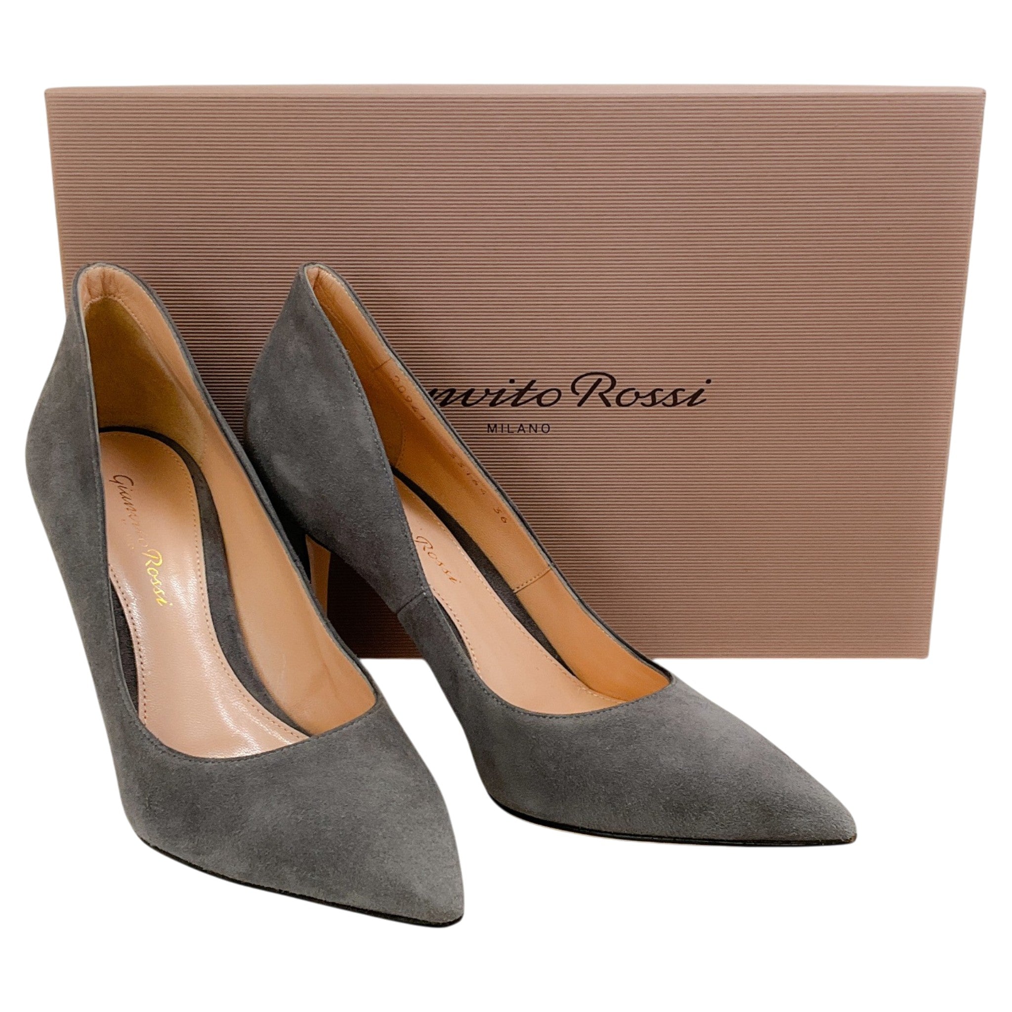 Gianvito Rossi Grey Suede Ellipsis 85 Pumps