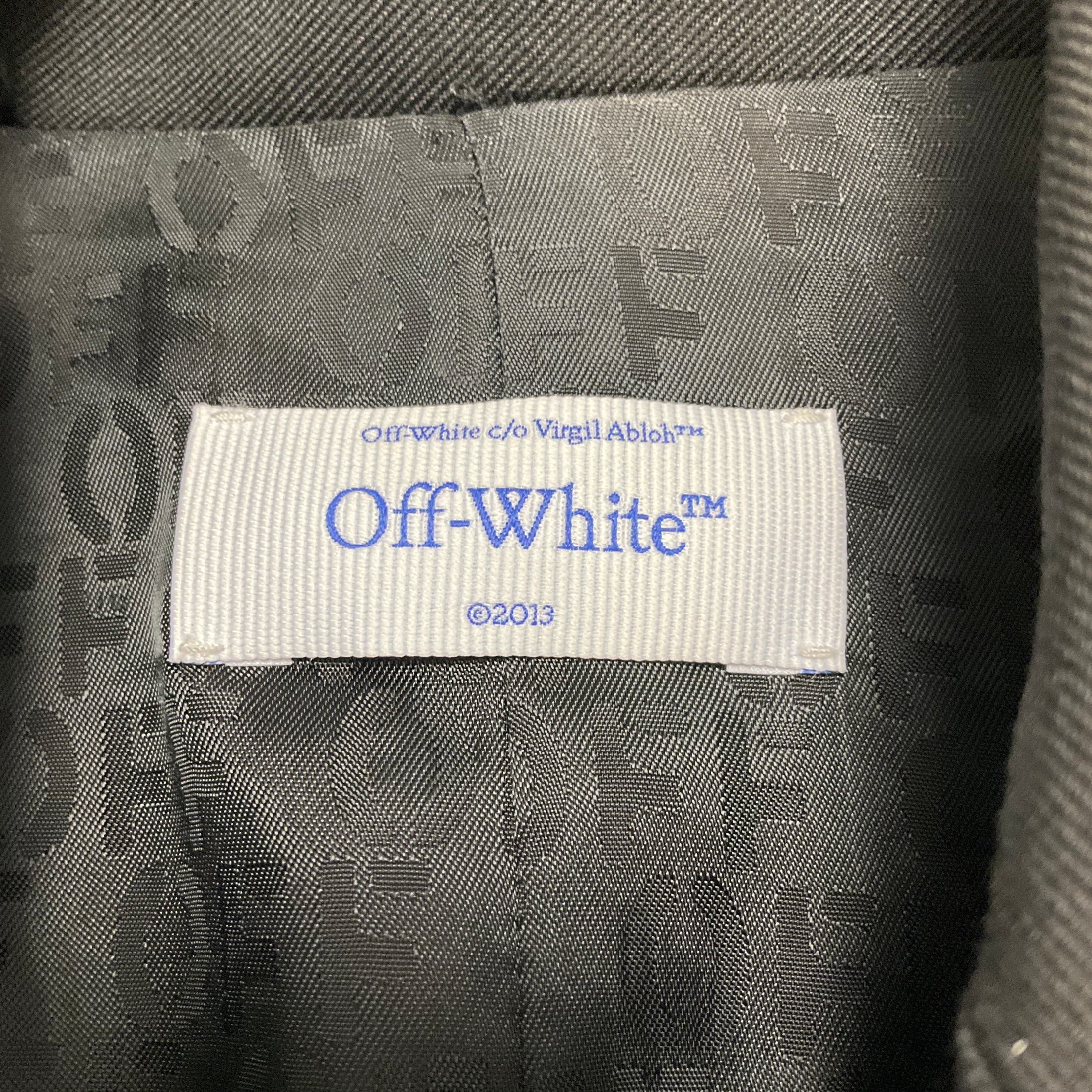 Off-White Black Single Breasted Crystal Embellished Wool Blazer