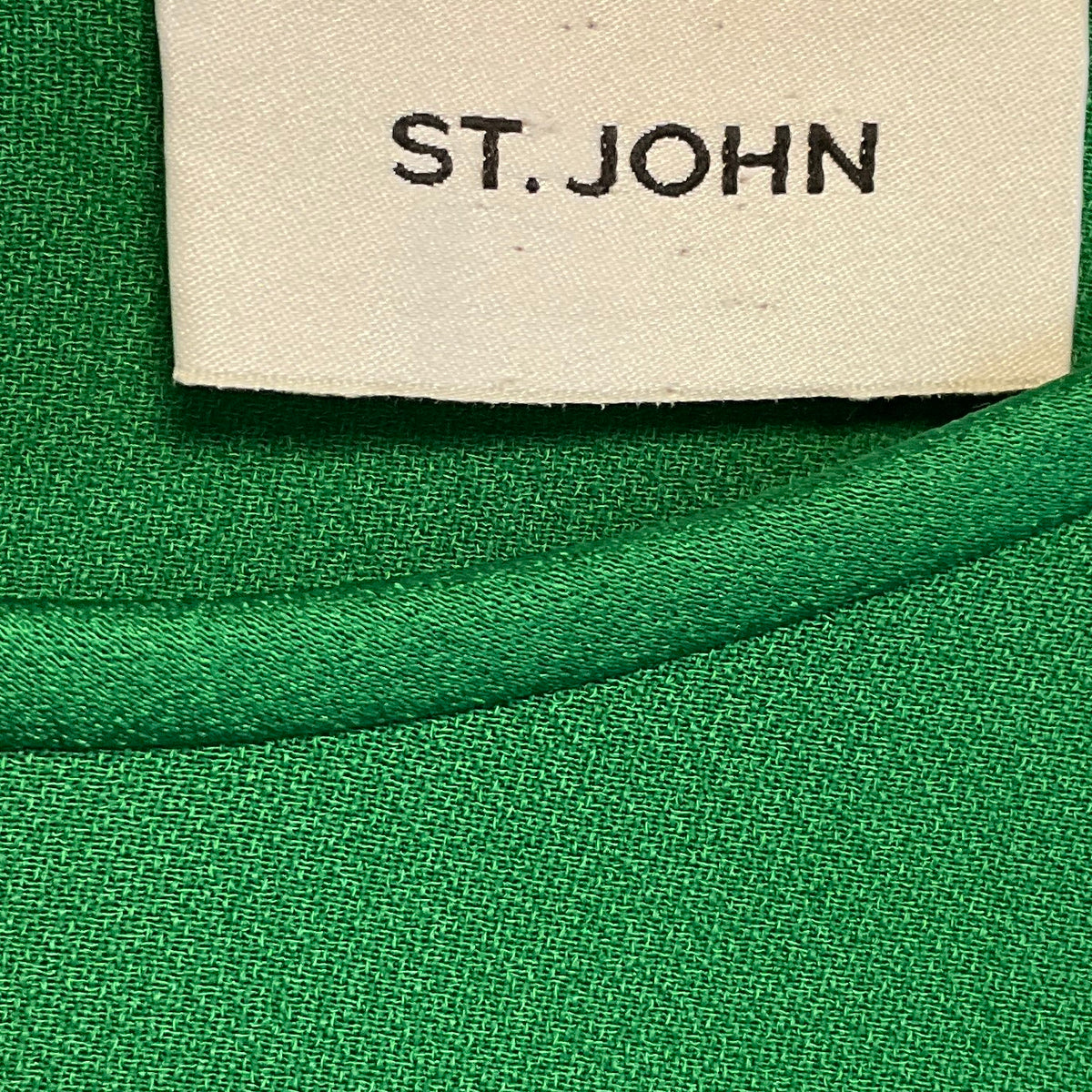 St. John Emerald Green Long Sleeved Crepe Dress with Satin Cuffs