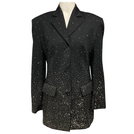 Off-White Black Single Breasted Crystal Embellished Wool Blazer