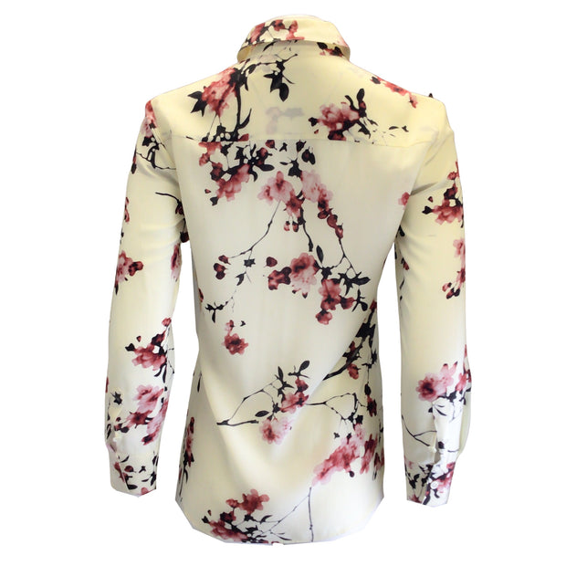Altuzarra Ivory Cherry Blossom Print Long Sleeved Silk Blouse