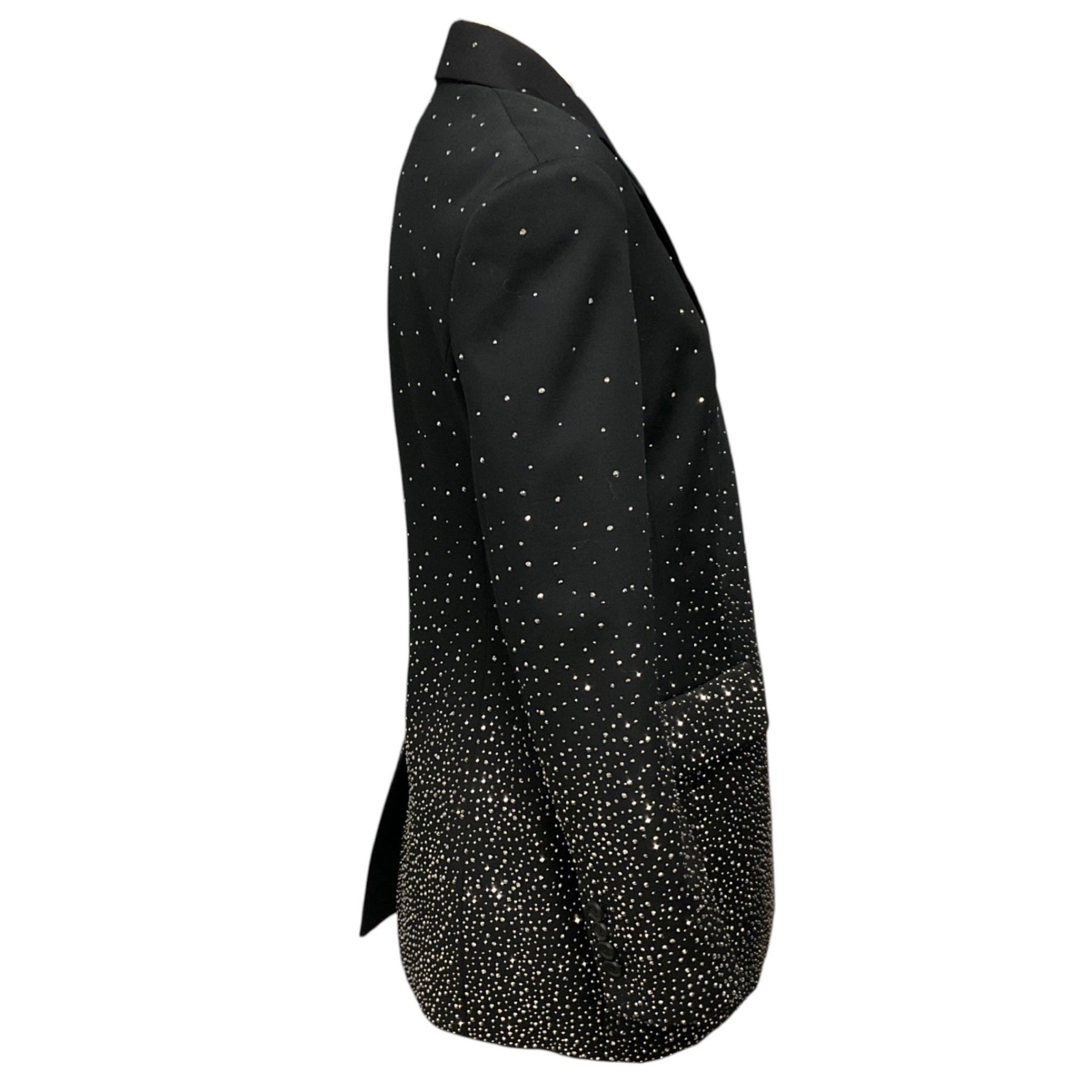 Off-White Black Single Breasted Crystal Embellished Wool Blazer
