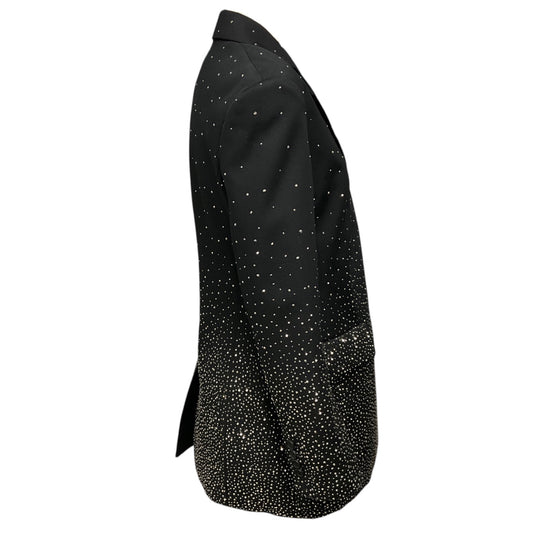 Off-White Black Single Breasted Crystal Embellished Wool Blazer