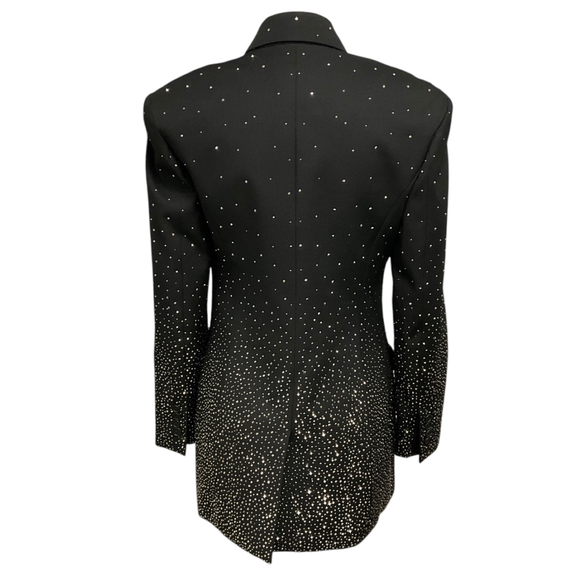 Off-White Black Single Breasted Crystal Embellished Wool Blazer